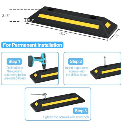 2PCS Rubber Parking Guide Tire Blocks