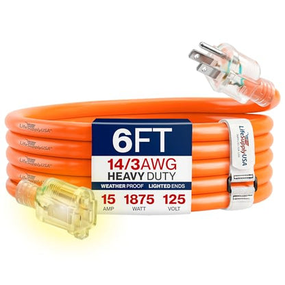 6ft Outdoor Indoor Extension Cord 14