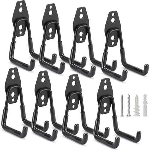 8 Pack Heavy Duty Garage Hooks Storage Organizer Wall Mount Power and Garden Tool Hangers