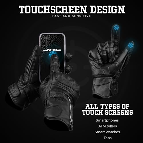 Leather Motorcycle Motorbike Knuckle Protection Powersports Gloves