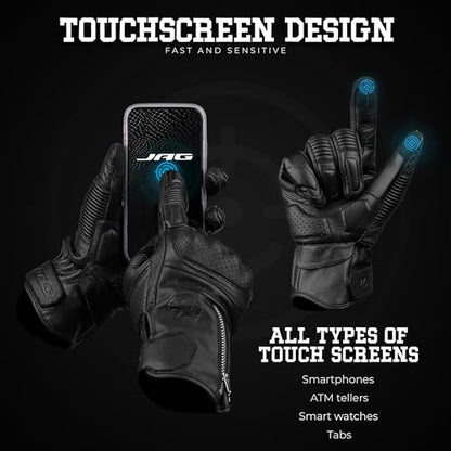 Leather Motorcycle Motorbike Knuckle Protection Powersports Gloves