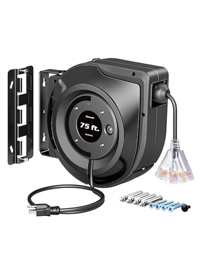 75FT Retractable Extension Cord Reel