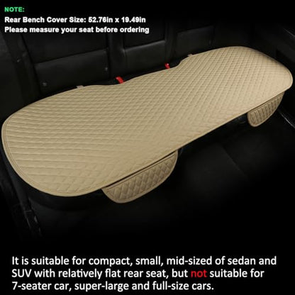Pu Leather Car Seat Bottom Covers Protectors Include 1 Pair Front Driver Seat Pad Mat and 1 Rear Bench Cover Universal Fit 90% Vehicles