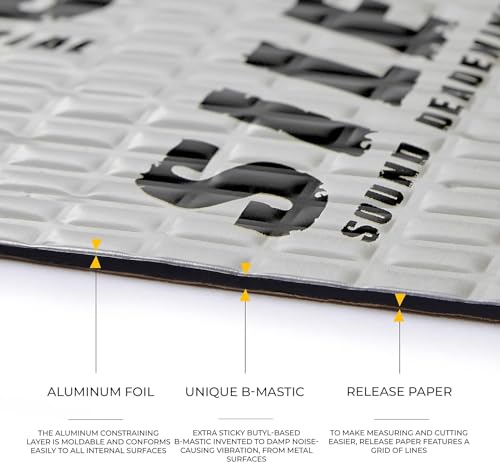 80 mil (2mm) Car Sound Deadening mat - Butyl Automotive Sound Deadener - Noise Insulation and Vibration Dampening Material 5 sqft (0.46 sqm)