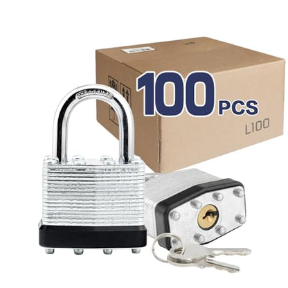 Laminated Keyed Alike Padlock 100 Pack 1.6 (100 Count)