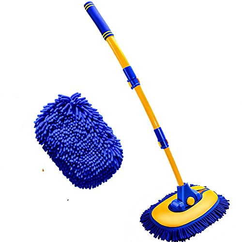 15°Curved Chenille Car Wash Brush Mop with Long Handle