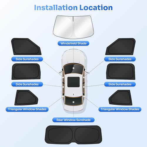 Sunshades for 2025 2026 Nissan Armada Accessories Windshield Sun Shade Side Rear Window Shade Cover Sun Visor Shield Privacy Protection for Camping Keep Vehicle Cool Black 8PCS (8 Count)
