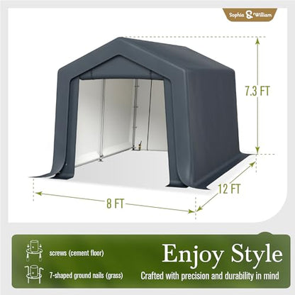 Carport Storage Shed 8x12 Portable Heavy Duty Shelter