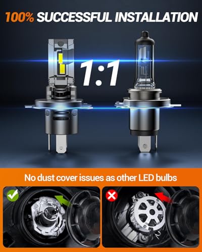 H4/9003/HB2 Bulb, 70,000LM Super Brighter,6500K Cool White H4/9003/HB2 Bulbs or Fog,3 Min Plug and Play Lights Combo, Pack of 2 (2 Count)