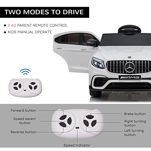 12V Toddler Ride On Car Mercedes Benz AMG GLC63S Coupe 2 Speed White