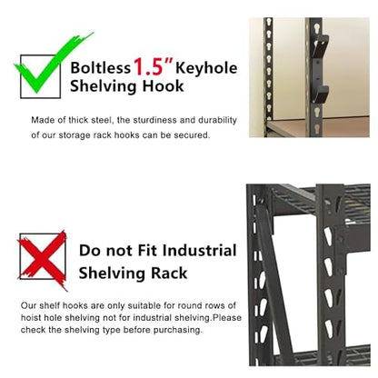 Boltless Shelving Hooks for 1.5 inch Keyhole Shelving Unit 7 Pcs