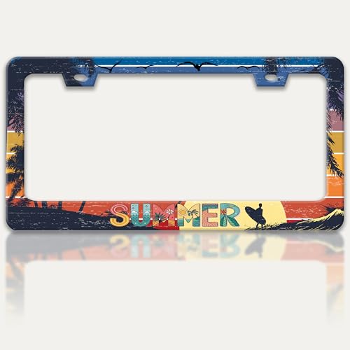 Summer Beach License Plate Frame Palm Trees License Plate Holder 6x12 in