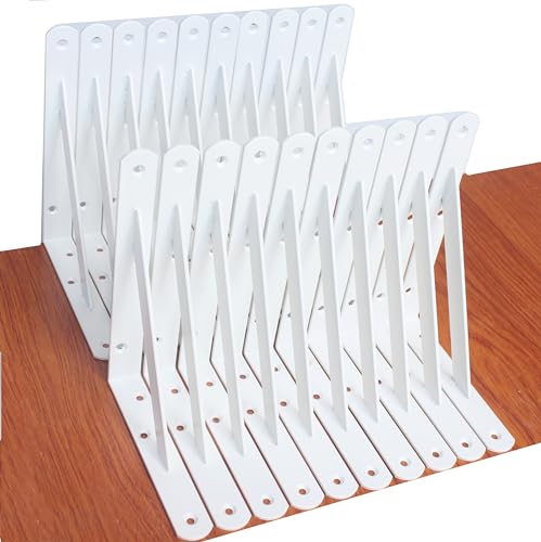 20 Pack L8 x H 6" White Heavy Duty Shelf Brackets with Screws Metal Shelf Brackets Shelf Support Angle Brackets for Shelves L Brackets Heavy Duty Floating Shelf (20 Count)