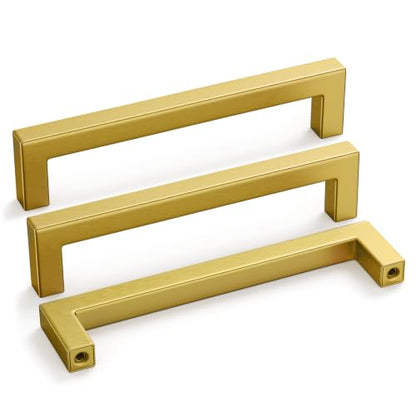 30 Pack 6-1/4 in Gold Cabinet Handles Brushed Brass Drawer Pulls