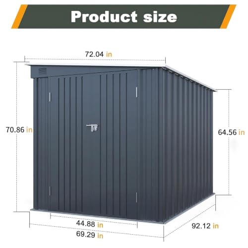 6x8 FT Metal Shed with Skylight