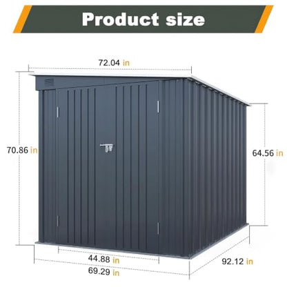 6x8 FT Metal Shed with Skylight
