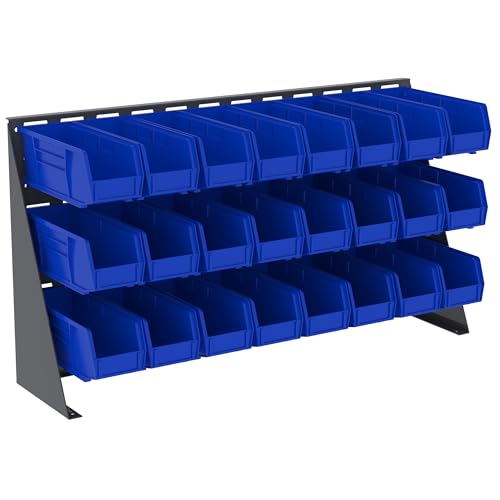 98636 Heavy Duty Steel Louvered Panel Standing Work Bench Storage Rack Garage Organizer for Mounting AkroBin Storage Bins