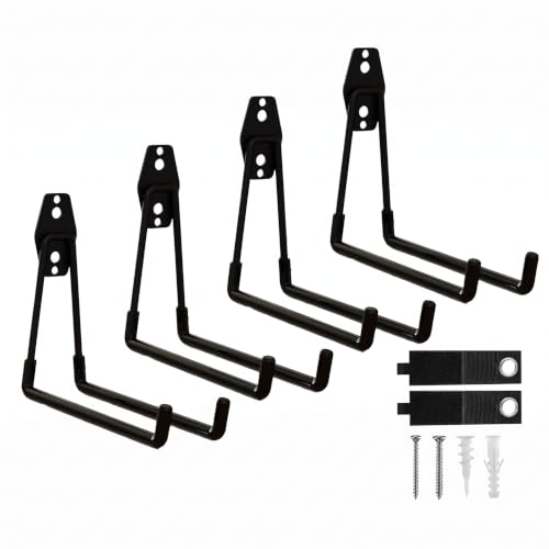Garage Hooks 4 Pack 7.7inch Large Square Wall Hooks for Hanging Heavy Duty Ladders (4 Count)