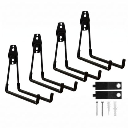 Garage Hooks 4 Pack 7.7inch Large Square Wall Hooks for Hanging Heavy Duty Ladders (4 Count)