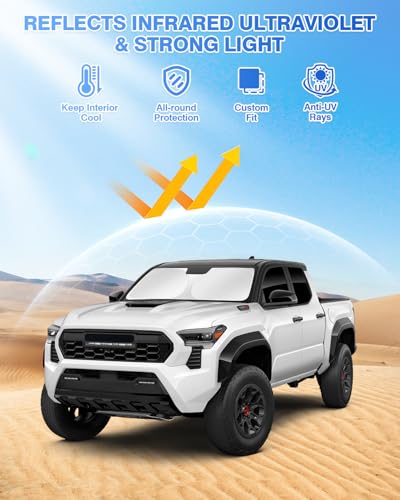 Sunshades for Toyota Tacoma 2024 2025 2026 Accessories Windshield Sun Shade Side Rear Window Shade Cover Sun Visor Shield Privacy Protection for Camping Keep Vehicle Cool Black 6PCS (6 Count)
