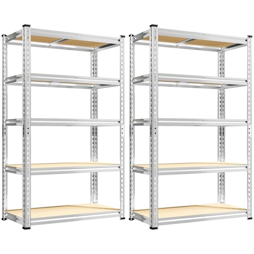 Storage Shelves 2020LBS Garage Shelving 5 Tier Heavy Duty Shelving Adjustable Pantry Shelves for Garage Closet Kitchen Basement 28" W x 12" D x 59.8" H (2 Count)