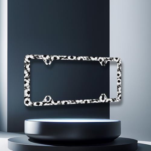 Stainless Steel Soccer Ball Football License Plate Frame 12.2 x 6.2 Inch