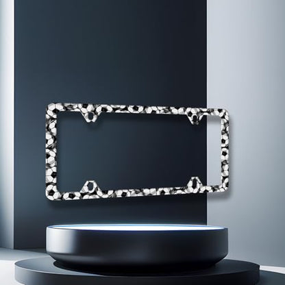 Stainless Steel Soccer Ball Football License Plate Frame 12.2 x 6.2 Inch