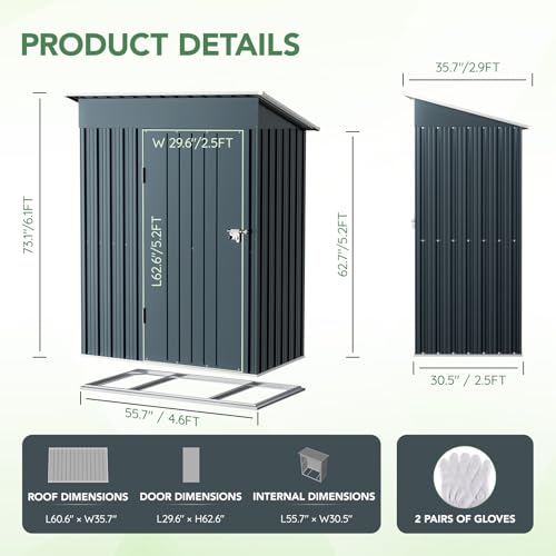 Vertical Outdoor Steel Storage Shed with Floor Frame