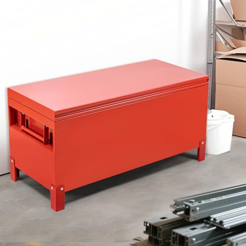 Large Tool Box Truck Bed Toolboxes Steel Heavy Duty Waterproof Free Assemble Tool Organizer Chest Cabinet Toolbox with Side Handles for Pick Up Trucks RV Trailer