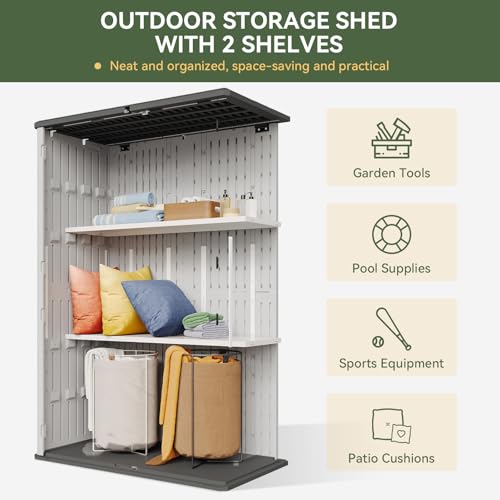 64 Cu.Ft Outdoor Storage Shed with Floor and 2 Shelves
