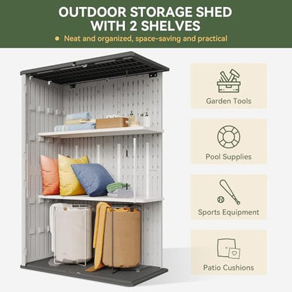64 Cu.Ft Outdoor Storage Shed with Floor and 2 Shelves