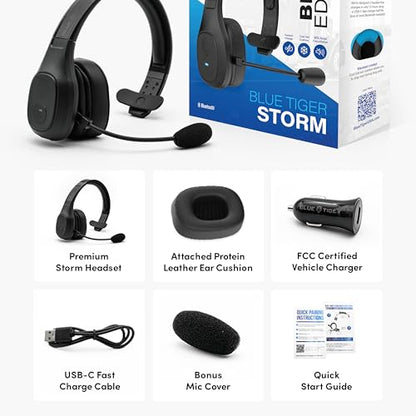 Storm Black Wireless Trucker Bluetooth Headset with Mic