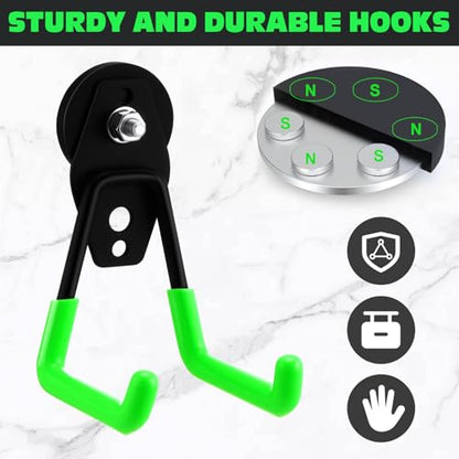 14 Pcs Large Magnetic Hooks Heavy Duty Garage Magnet Hooks Strong Storage Utility Magnetic Hangers with Anti Slip Rubber Coating for Indoor and Outdoor Hanging (14 Count)