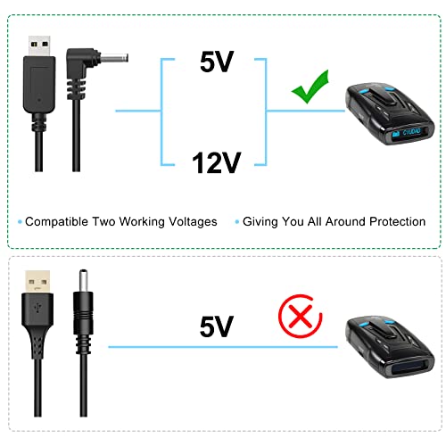 USB to DC3.5 Radar Detector Cable 6.6ft for Escort