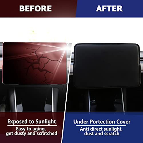 Screen Protector Cover Compatible with Tesla Model 3 Model Y Center Console Display Cover Folding Sun Shade Sleeve Screen Protection from Scratch