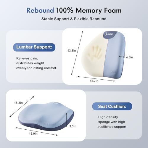 Seat Cushion and Lumbar Support Pillow for Office Chair Car