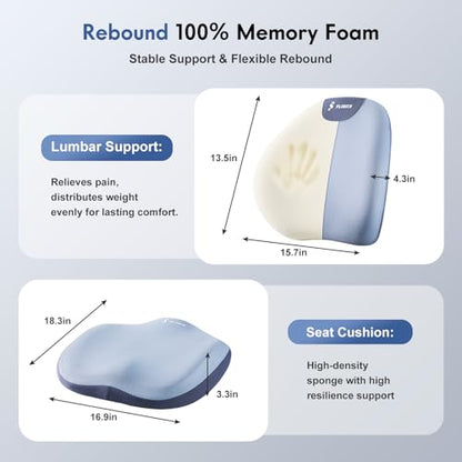 Seat Cushion and Lumbar Support Pillow for Office Chair Car