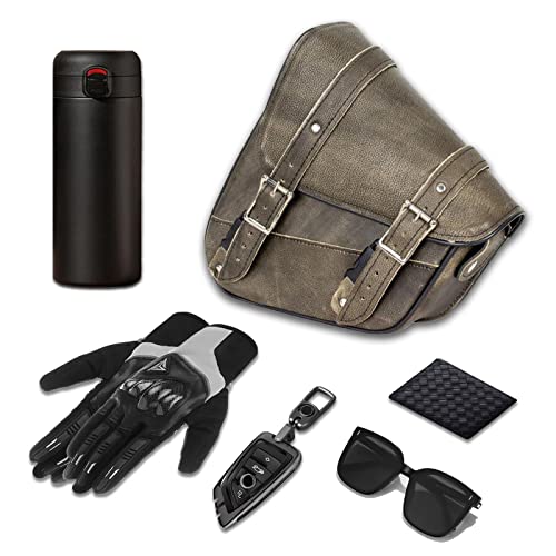 Premium Naked Leather Swing Arm Bag For Motorcycle Left Side Solo Bags Saddle Bags For Softails Choppers