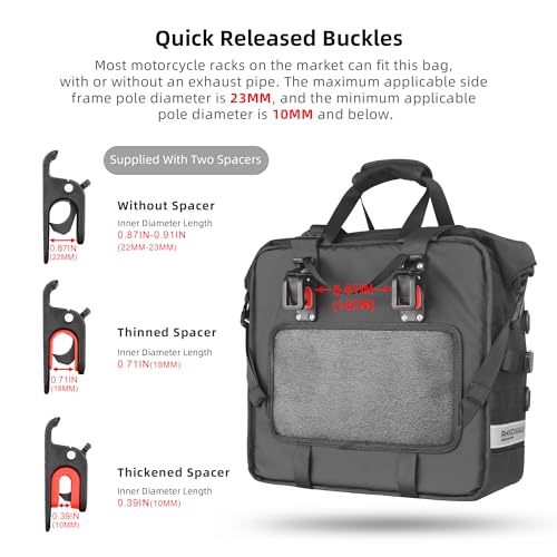 Motorcycle Saddlebags Waterproof 25L Saddle Bag Quick Release side bag Fits Most Adventure and Sports Bike Motorcycle Racks