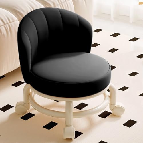 Low Rolling Stool with Backrest