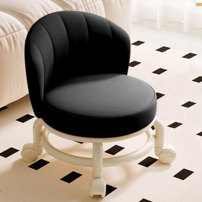 Low Rolling Stool with Backrest