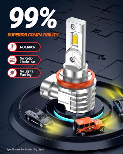 H11 LED Fog Lights Bulbs Yellow or DRL 16000LM Brightness (2 Count)