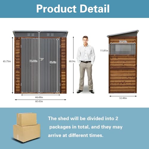 5x3 FT Outdoor Lean to Shed with Windows