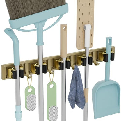 Broom Holder Wall Mount Mop Hanger Tools organizer 5Racks 4Hooks