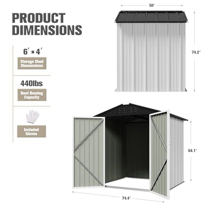 Metal Outdoor Storage Shed 6 x 4 FT Metal Shed with Lockable Door