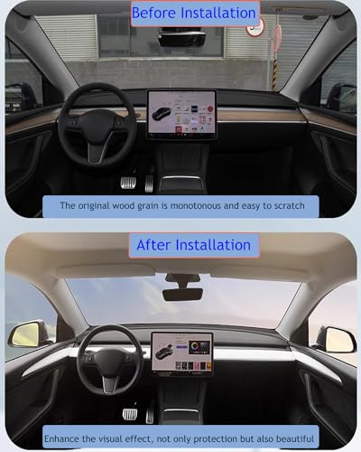 Matte White Dashboard Cover and Front Door Cover Compatible with Tesla Model 3（2021
