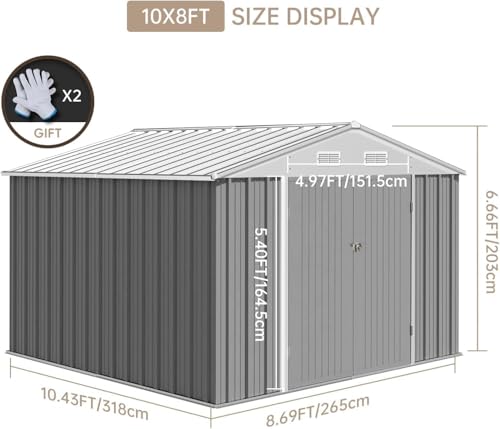 10X12FT Outdoor Metal Storage Shed