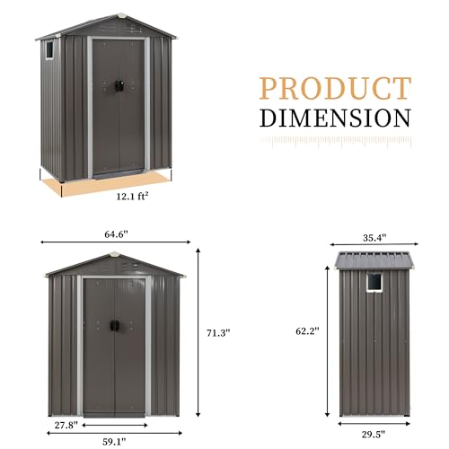 5 x 3 x 6 FT Outdoor Storage Shed