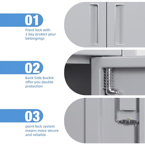 71 Inch Grey Metal Storage Cabinet with Locking Doors