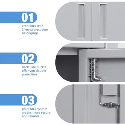 71 Inch Grey Metal Storage Cabinet with Locking Doors